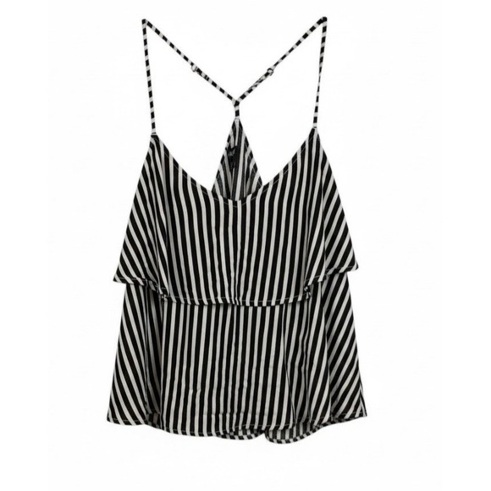 Hurley Ali Layered Cami Black White Stripe Spaghetti Strap Tank Top Size‎ S